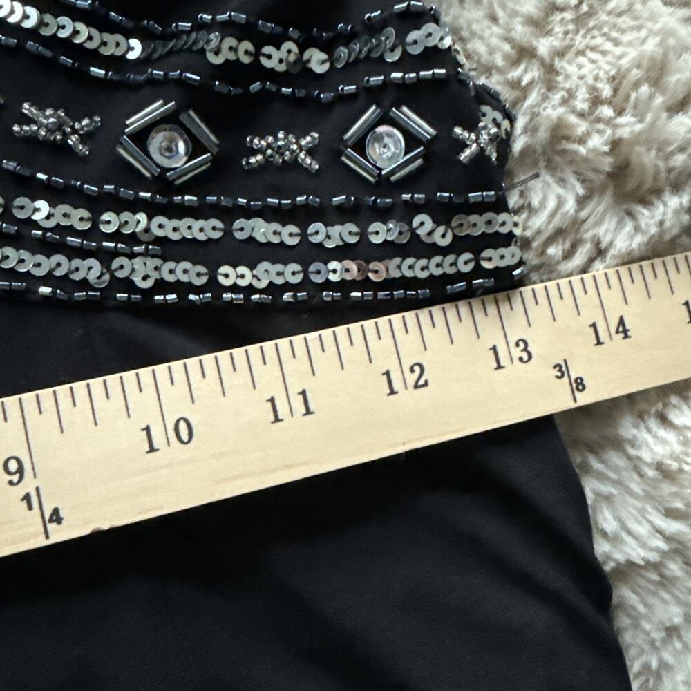 Adrianna Papell Haley Logan Black Beaded Gown Dress Size 5/6 Open Back - Picture 9 of 10